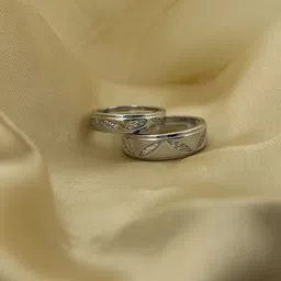 rysha joolry 925 Silver Cubic Zirconia Grade AAAAA 3 layers Rhodium COATED(FREE SIZE) Silver Silver Plated Ring Set image 2