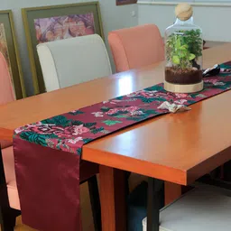 Zeba (12x84) Maroon & Green Polyester Table Runner image 1