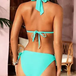 trixshla Bikini Sets Woven Women Bikini Light Blue Swimsuit image 2