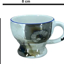 vynora Pack of 6 Ceramic Tea Cup Set – Marble Effect Brown & White | 6 Pieces | Khurja Pottery image 5