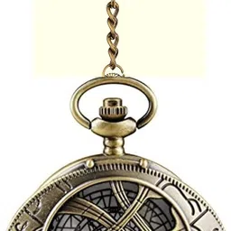 Classic Quirk Antique Gandhi Style Premium Vintage Doctor Strange Theme Eye of Agamotto Logo Cutout Key chain with Key Ring Car, Bike for Men & Woman Best Gift Bronze Metal Pocket Watch Chain image 4