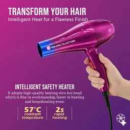 Sanjana Collections Salon Grade Hair Dryer, Diffuser Comb Attachment, Blue/Purple Metallic Finish Hair Dryer image 4
