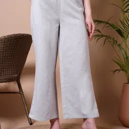 ameerah Women Regular Fit Grey Cotton Blend Trousers-picture-22