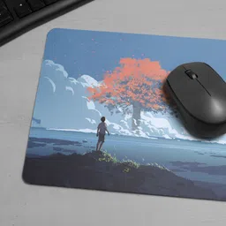 ARTOLIC Young boy looking giant autumn tree Mouse Pad for Office & Gaming, Non-Slip Non Slip Base Mousepad image 2