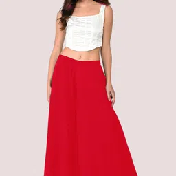 kvish Women Relaxed Red Georgette Trousers image 4