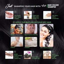 vip Hair Colour Shampoo, 20ml (Pack of 10) , Black image 3