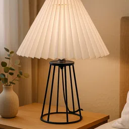 glowhere White Pleated Table Lamp, Korean Style Bedside & Living Room Night Light Table Lamp-picture-24