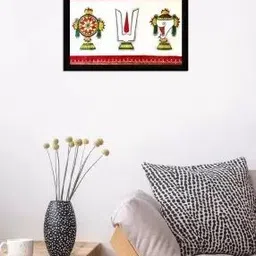 aartkala Shankh Chakra Tilak Venkateswara Tirupati Balaji Symbol Photo Frame Digital Reprint 14 inch x 10 inch Painting image 2