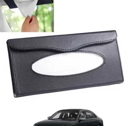 ccmm Universal Leatherite Black Rectangle Tissue Paper Box/Dispencer For Car-226 Vehicle Tissue Dispenser image 1
