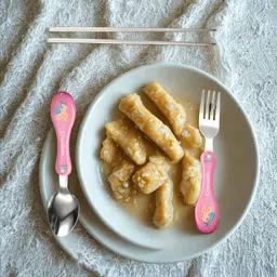 hian Kids Spoons Set with Case,Fork, Spoon & 2 Chopsticks, Pink Color, Stainless Steel Cutlery Set image 4