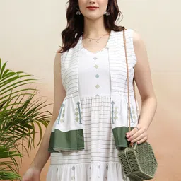 Women Fit and Flare White Midi/Calf Length Dress-image-7