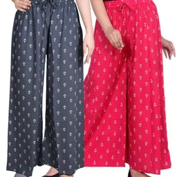 aarul fashion Pack of 2 Women Regular Fit Pink, Grey Viscose Rayon Trousers-picture-17