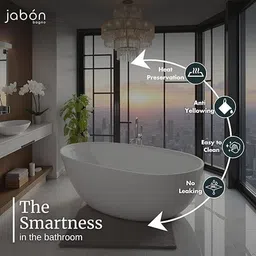 jabon bagno TAISOR Freestanding Bathtub 150 cm – White Glossy Acrylic Soaking Tub TAISOR Freestanding Bathtub 150 cm – White Glossy Acrylic Soaking Tub with Overflow Drain, Brass Pop-Up Waste & Waste Pipe, 6-Layer Reinforced Standalone Bath Tub Free-standing Bathtub image 5