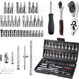 vd enterprise 46-Piece 1/4-Inch Ratchet Wrench & Socket Tool Kit with Screwdriver – Home & DIY Long Handle Screwdriver image 3