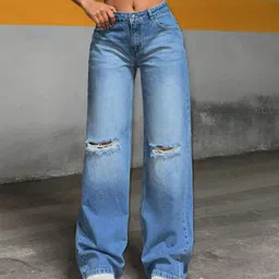 dwarkeshfashion Women Regular High Rise Dark Blue Jeans image 4