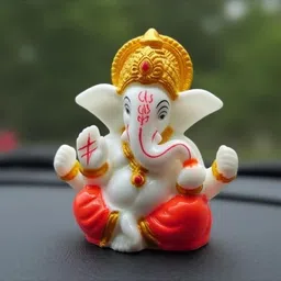 azm ganesha idol showpiece for table| car dashboard| pack of 1 Decorative Showpiece - 6 cm image 3