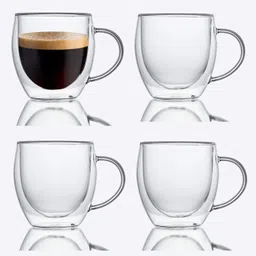 virco (Pack of 2) Borosilicate Glass Double Wall Glass Mug (Clear, Cup) Pack of 1 Glass Water/Juice Glass-picture-11