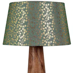 Silver Fabric Shade Table Lamp With Brown Base By Foziq image 5