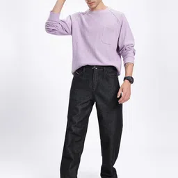 glitchez Men Straight Fit Mid Rise Black Jeans image 4