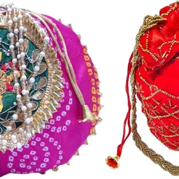 athizay Girls Pink, Gold, Red Potli-picture-40