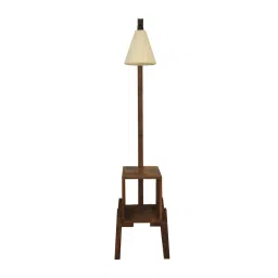 symplify Gerard Wooden Shelf Floor Lamp with Wooden Shade & Brown Base image 3