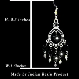 umang febric Black Resin Oxidized Silver Dangle Earrings – Handmade Ethnic Jhumka Alloy Drops & Danglers image 2