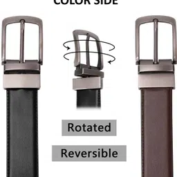 provogue Men Formal, Casual, Party Black, Brown Artificial Leather Reversible Belt image 3