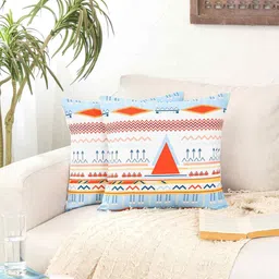 homprin Multicolor Cotton Geometric 16x16 inches Cushion Cover Set of 2 image 1