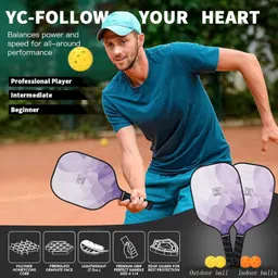 mom's aura Lightweight Pickleball Paddles 2-Pack with Cushion Grip & Bag Pickleball Paddle image 4