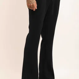 guptajitraders Men Regular Fit Black Lycra Blend Trousers-picture-10