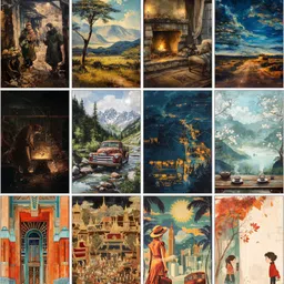 Worlds Within Art Collection – Set of 12 A4 Prints | 300 GSM Glossy Paper | Vintage Travel & Storytelling Wall Art | Nostalgic Landscape & Interior Scenes | Fine Art Poster Set | Unframed 3D Poster-image-86