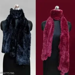 wrapverse private limited Self Design Wool Blend Women Maroon, Blue Fancy Scarf-picture-10