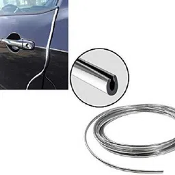 prtek Car and Bike Edge Guard Protector for Door and EdgesChrome Silver) 0009 Car Beading Roll For Bumper, Window, Grill and Garnish Cover image 5