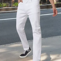 urbano fashion Men Slim Mid Rise White Jeans-picture-11