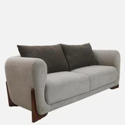 casacraft from pepperfry Clayton Fabric 3 Seater Sofa In Beige & Chocolate Brown Color image 3