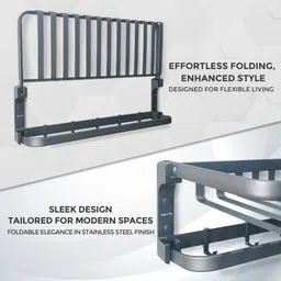 ibell IBL 77-GS Anti-Rust Wall Mounted Towel Stand for Bathroom with Shelf Matte Black Towel Holder image 2