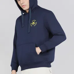 wrogn Men Full Sleeve Solid Hooded Sweatshirt image 5