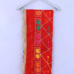 xpant Chiffon Embroidered Red Women Dupatta image 4