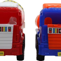 neoinsta shopping Combo of 2 Friction based Blue|Orange oil tanker Red|White cement mixer trucks image 2