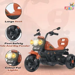little funky Pedal Accelerator Kids Electric Bike with Led Headlight & Mp3 Player with USB, Bike Battery Operated Ride On image 3
