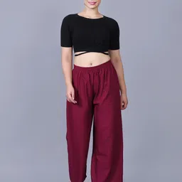 apqrs Women Flared Maroon Viscose Rayon Trousers image 3