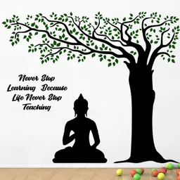 wollpap 105 cm Lord Buddha - Meditate - Under - Tree - Inspiration - Motivation - Quote - Colorful - Decorative - Wall Sticker - WP058 Self Adhesive Sticker image 2