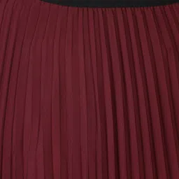 nuevosdamas Women Solid Pleated Maroon Skirt image 4