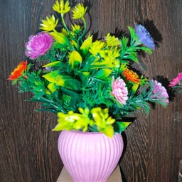 jaymaa collection Artificial Flower Multicolor With Pot For Home ,Office And Garden Decor Multicolor, Orange, Pink Wild Flower Artificial Flower with Pot image 2