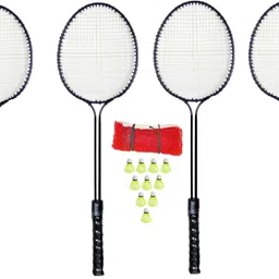 monika sports SET OF 4 PC Double Shaft Racket + 10 PC Shuttle + Badminton Net Badminton Kit-picture-12