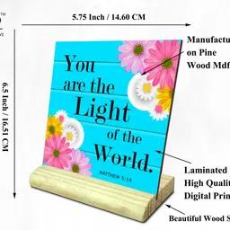 ar creative You are the - Bible Verse Wooden Table Decorative Item Decorative Showpiece - 14.224 cm image 3