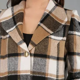 honnete 100 % Polyester Checkered Coat For Women image 5