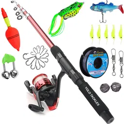fbc Fishing stick and fasanable pole 180 cm and reel combo we-2 Multicolor Fishing Rod image 1