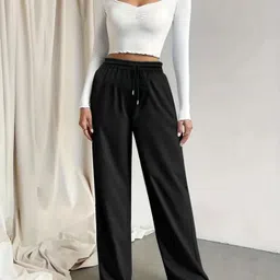 daphne maurier Women Loose Fit Black Cotton Blend Trousers image 3