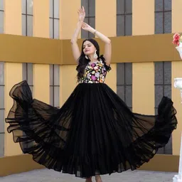 amrija fashion Georgette Stitched Flared/A-line Gown image 4